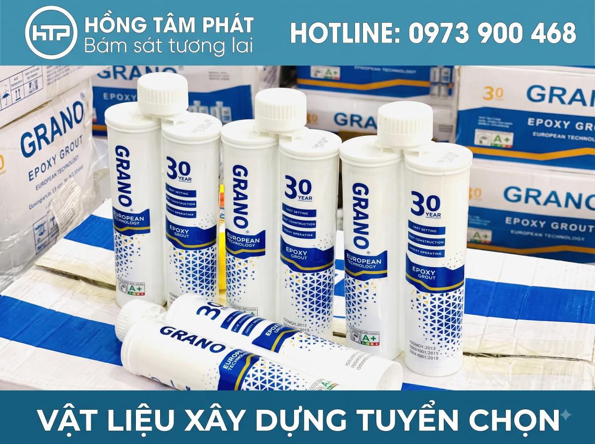 Thi công keo chà ron Epoxy 2 thành phần Grano giúp đường ron bóng đẹp và siêu bền.