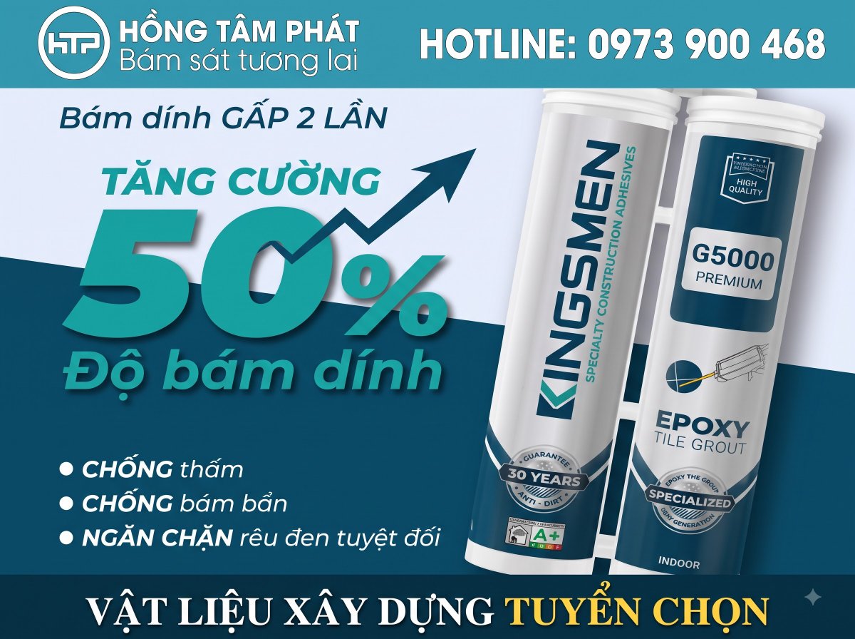 Lựa chọn keo chà ron Epoxy cao cấp Kingsmen G5000 cho khu vực nhà tắm và nhà bếp.