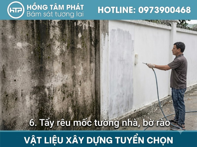 Giải pháp dùng bột tẩy rong rêu bảo vệ sân vườn và tường rào luôn sạch sẽ, mới.