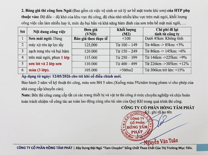 Xem ngay bảng giá sơn ngói chi tiết để lựa chọn sản phẩm phù hợp ngân sách.