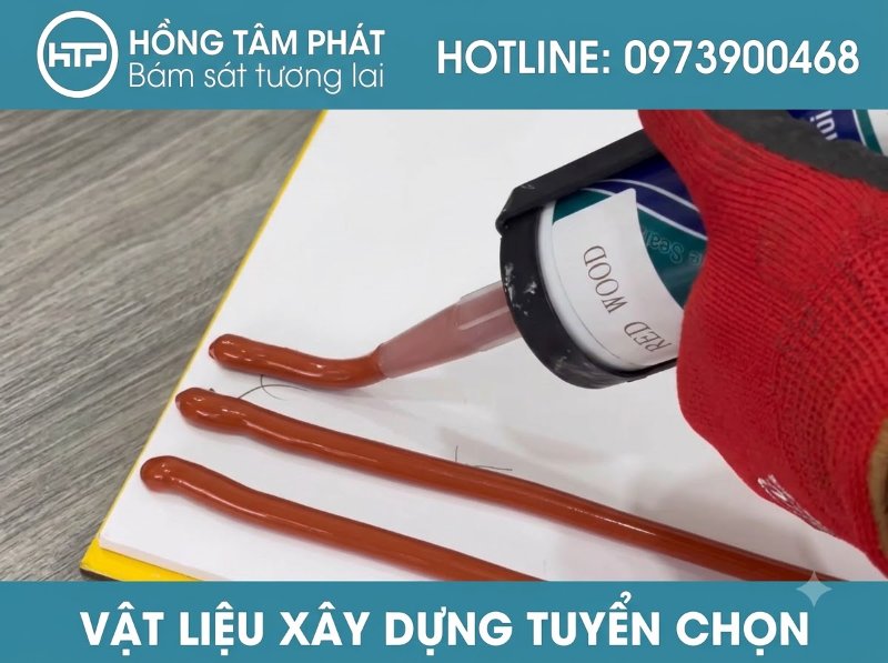 Đường keo silicone màu đỏ mịn màng, hoàn thiện không gian thêm phần rực rỡ, sang trọng.