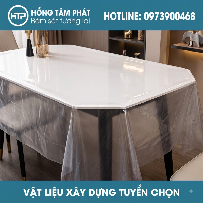 Tránh nước và bụi công trình văng trúng nhờ phủ Màng nilon che phủ đồ đạc HTP.