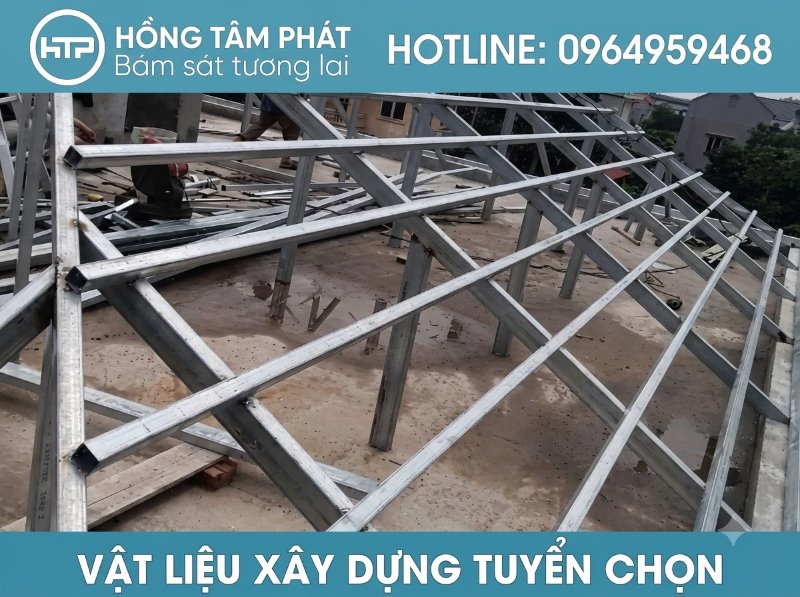 Cam kết chất lượng thép chất lượng cao khi thi công mái ngói khung kèo sắt hộp.