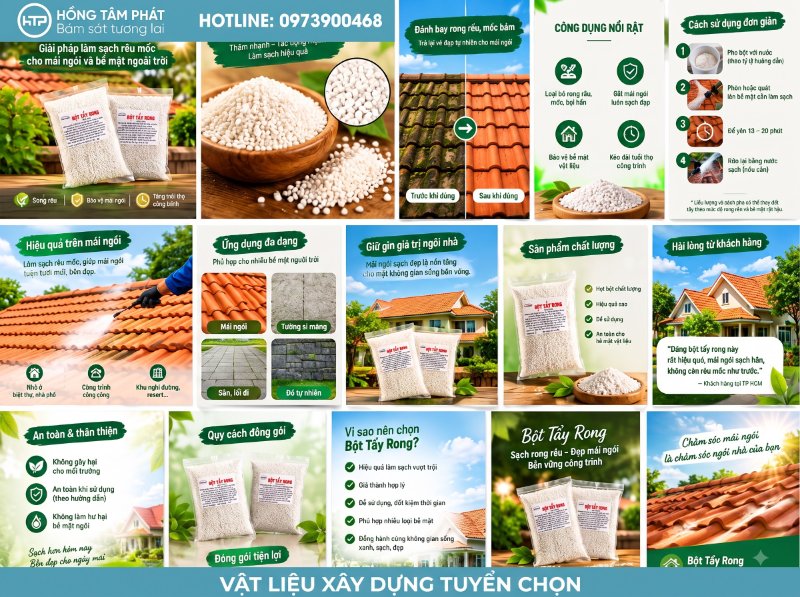 Tìm nhà cung cấp hóa chất tẩy rêu uy tín, chất lượng cao phục vụ các công trình lớn.