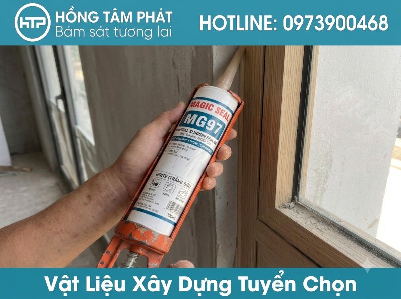 Lựa chọn silicone màu gỗ sồi nhạt để che giấu khuyết điểm các mối nối đồ gỗ sáng.