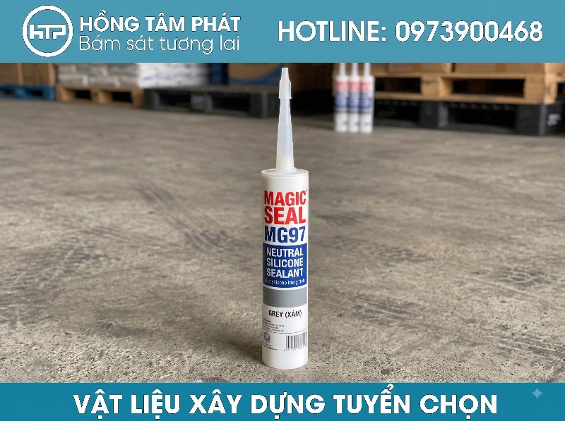 Thi công trám khe bê tông bền vững với dòng silicone màu xám chuyên dụng.
