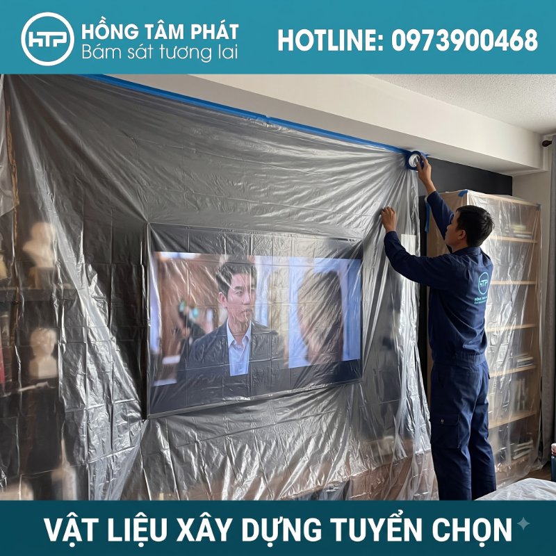 Sử dụng Màng nilon che phủ đồ đạc giúp đồ gia dụng không bị bám lớp bụi bẩn.