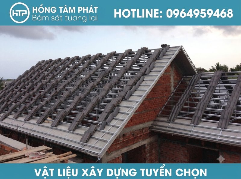 Báo giá mái ngói khung kèo thép nhẹ trọn gói bảo hành kết cấu lên đến nhiều năm.