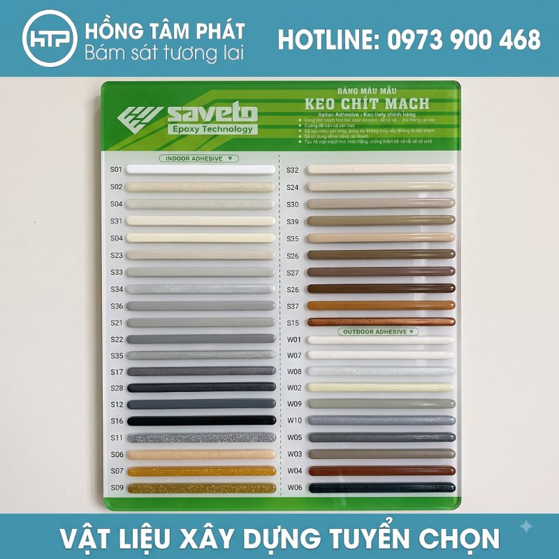 So sánh các tông màu qua bảng màu keo ron Saveto chính hãng giá tốt.