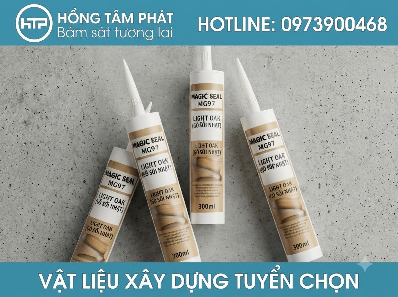 Thi công trám trét phào chỉ tinh tế cùng keo silicone màu light oak chính hãng.