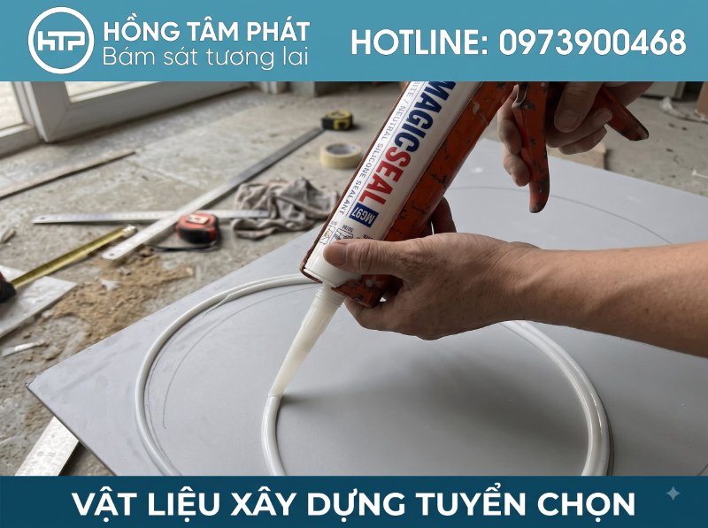 Keo silicone màu white trắng sáng tinh khôi chuyên trám trét ron gạch và tường.