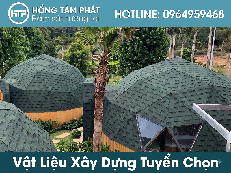 Chuyên thi công ngói bitum đẹp cho các mái nhà có độ dốc phức tạp hoặc mái vòm.