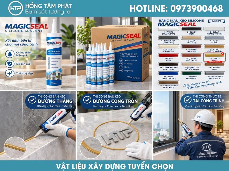 Lựa chọn silicone màu gold cho các công trình đòi hỏi tính thẩm mỹ và độ tinh xảo.