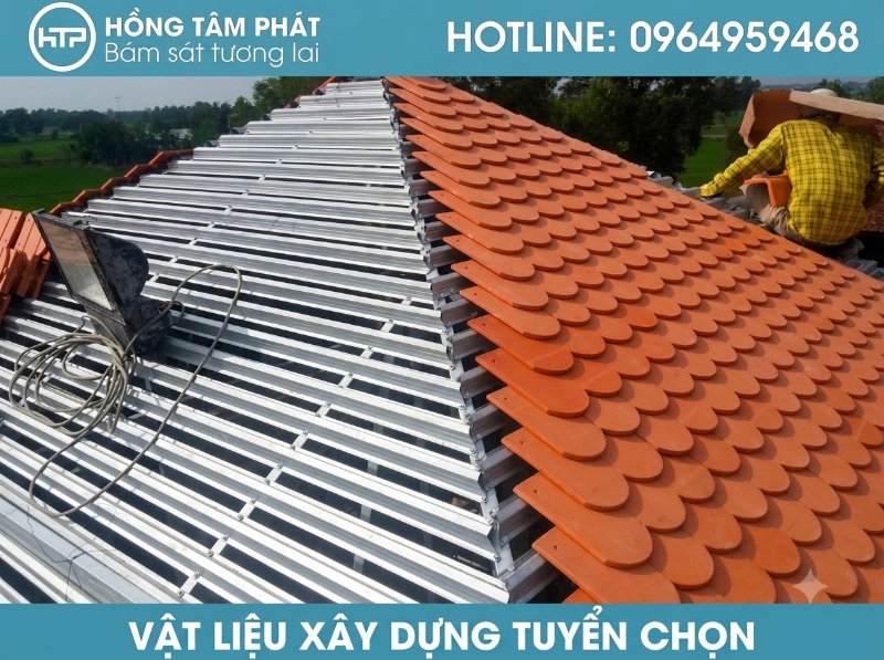 Giải pháp mái ngói khung kèo thép nhẹ giúp tiết kiệm chi phí móng và kết cấu.