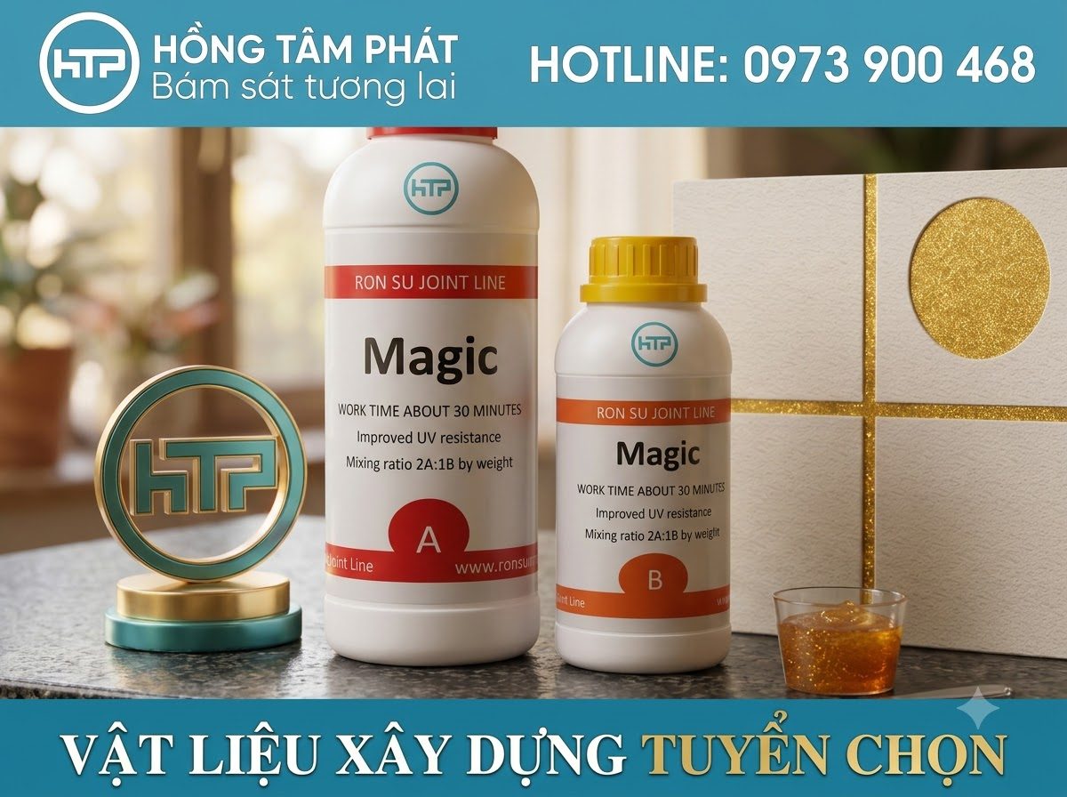 Bí quyết đường ron sáng bóng như men sứ nhờ keo chà ron men sứ Magic cao cấp.