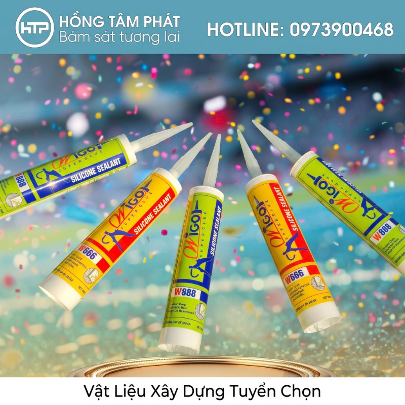 Tổng Kho Keo Silicone Wigo chuyên sỉ cho các cửa hàng điện nước kim khí.