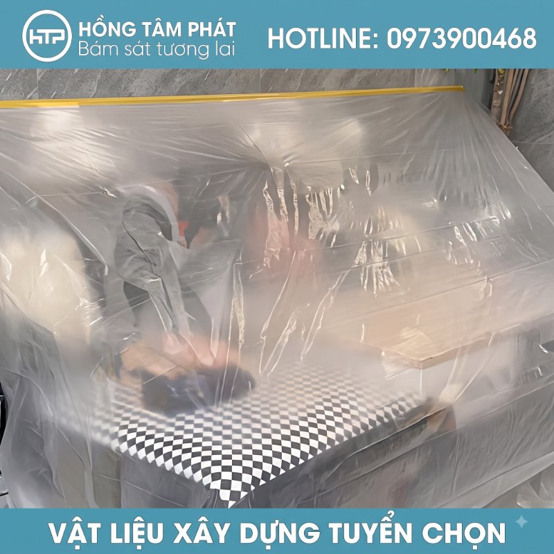 Sử dụng Màng nilon che bụi giúp nội thất luôn sạch đẹp suốt quá trình.