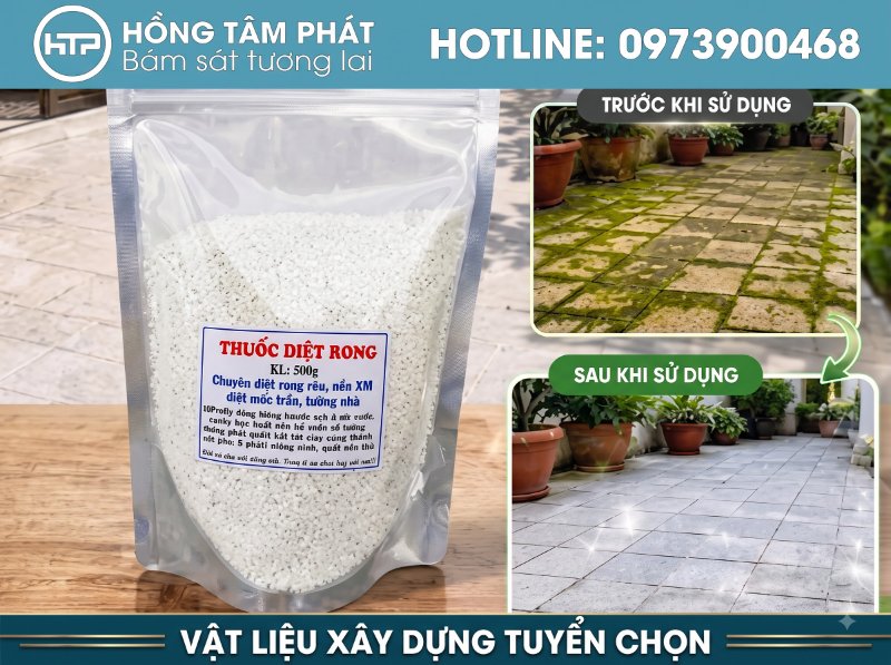 Chuyên cung cấp hóa chất tẩy rêu bề mặt bê tông, gạch đá lát sân vườn cực kỳ nhanh.
