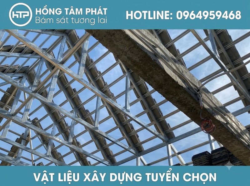 Giải pháp mái ngói khung kèo sắt hộp chống gỉ giúp kéo dài tuổi thọ kết cấu.