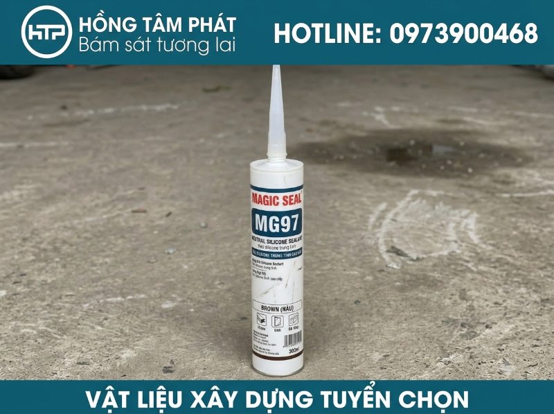 Keo silicone màu nâu độ bám dính cực cao, không bị phai màu dưới ánh nắng.