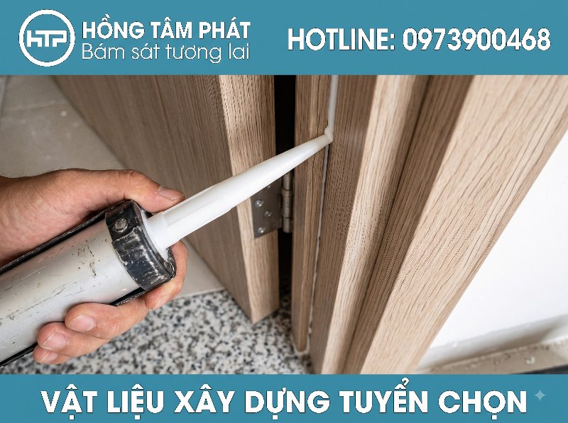 Giải pháp liên kết che khe hở hoàn hảo với keo silicone màu gỗ sồi đậm chuyên dụng