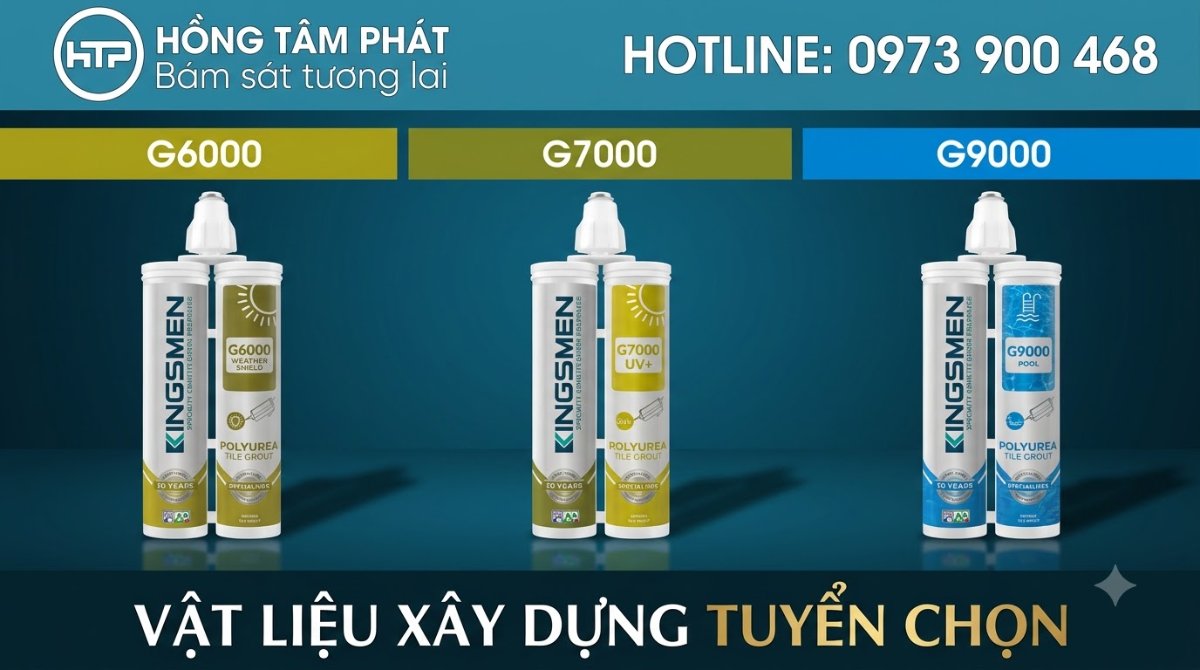 Sử dụng keo chà ron Kingsmen G7000 giúp đường ron luôn sáng bóng như kính cường lực.