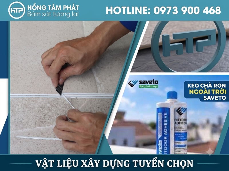 Dùng Keo ron Saveto ngoài trời ngăn nước mưa ngấm vào cấu trúc sàn.
