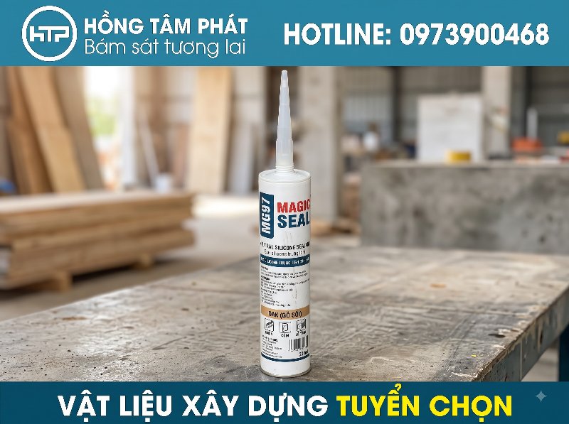 Keo silicone màu gỗ sồi đậm độ bám dính siêu bền, không bị bong tróc theo năm tháng.