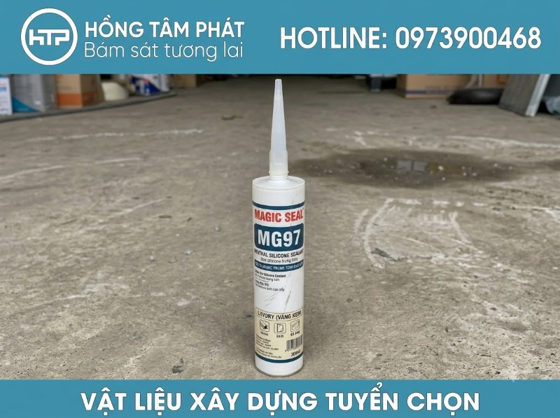 Độ bền màu dài lâu cùng thời gian của keo silicone màu vàng kem chính hãng.