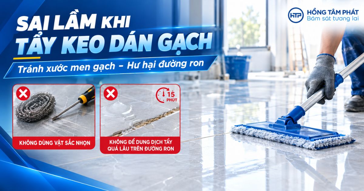Bề mặt sàn gạch bóng mịn tinh tế sau khi được làm sạch keo đúng kỹ thuật