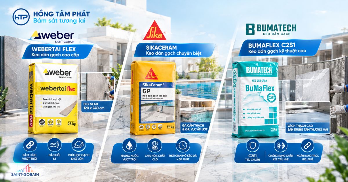 Các dòng keo dán gạch cao cấp chính hãng được đội ngũ kỹ thuật HTP thẩm định