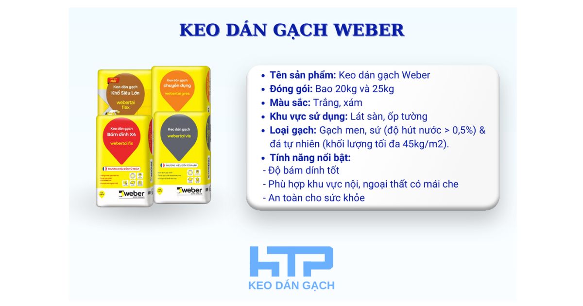 Keo dán gạch Webertai gres chịu áp lực thủy tĩnh cực cao