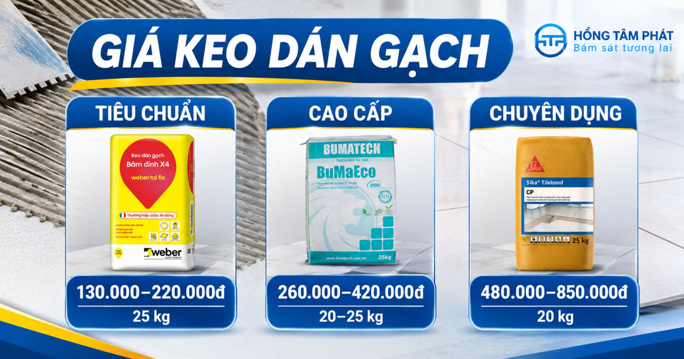 Khảo sát giá keo dán gạch theo từng phân khúc sản phẩm