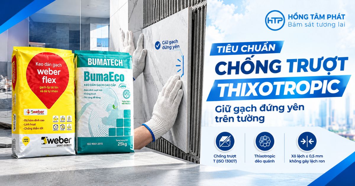 Tiêu chuẩn chống trượt thixotropic giữ gạch đứng yên trên tường