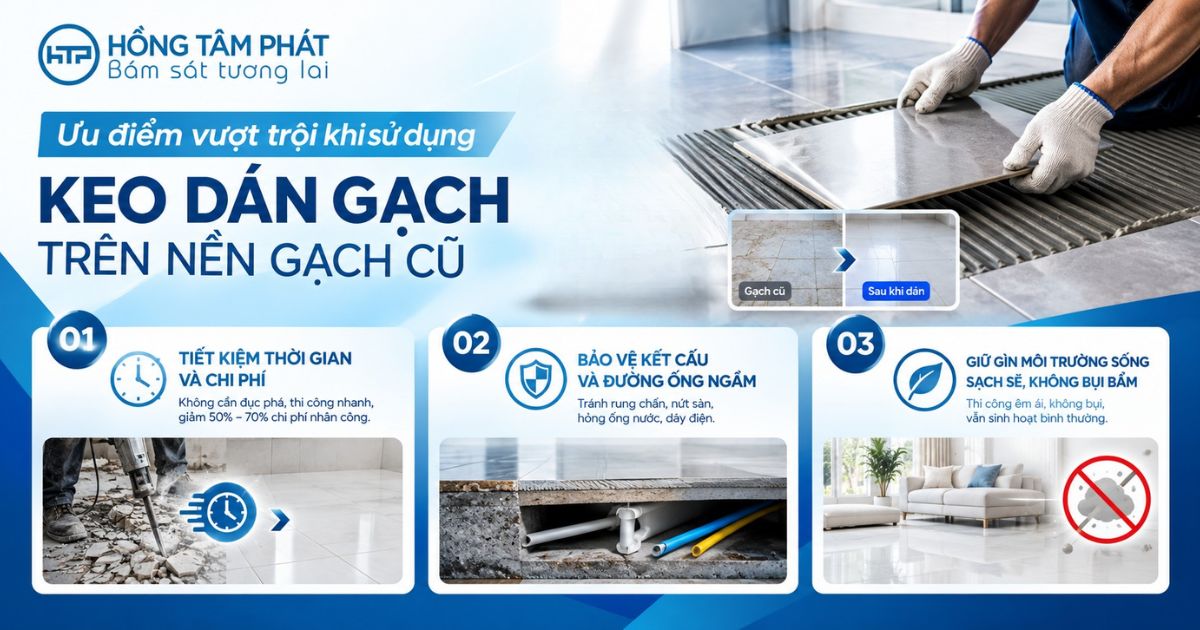 Ưu điểm vượt trội khi sử dụng keo dán gạch trên nền gạch cũ