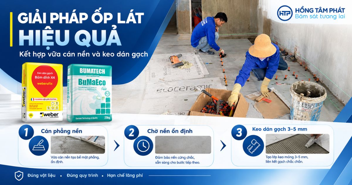 Giải pháp kết hợp hoàn hảo giữa vữa cán nền và keo dán gạch